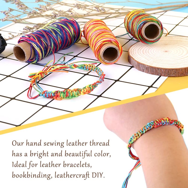 LUNARM Leather Thread 8 Colors, 150D 1mm Waxed Thread Cord for Hand Stitching, Bracelets, Jewelry Making, Bookbinding, Leather Repair - Image 3